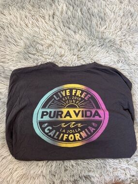 Pura Vida Black Tee with Yellow Logo Print